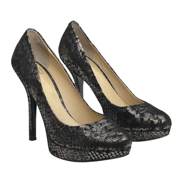 Joan & David ☀︎︎ Metallic Animal Print Platform Pumps Heels ☀︎︎ Black ☀︎︎ 8.5M - Picture 11 of 16